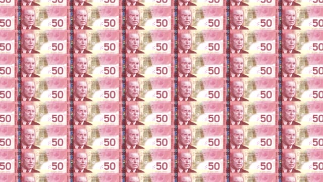 50-dólar-canadiense-moneda-Nota-lazo,-imprenta