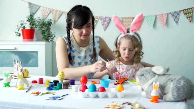 Mother-and-Daughter-Coloring-Wooden-Easter-Bunny
