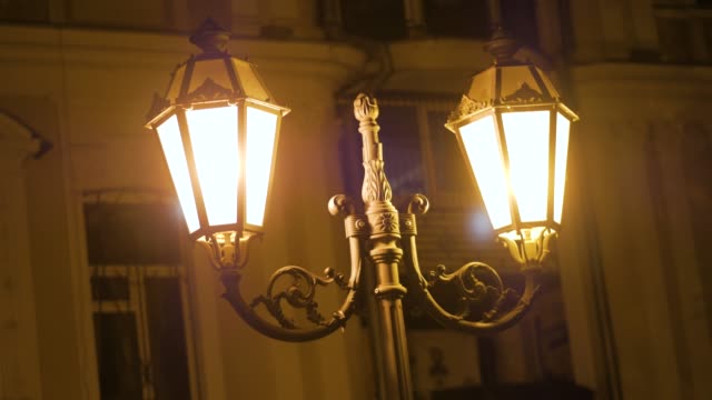 Illuminated-vintage-street-lamp.