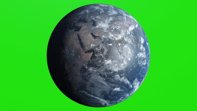 Ultra-Realistic-Earth-in-Space-rotating-on-green-screen---4K