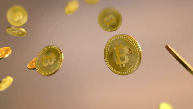 Cryptocurrency-golden-Bitcoins-falling-coins
