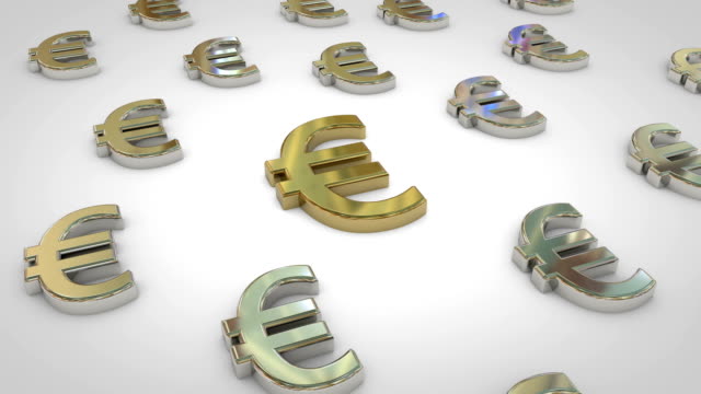 Camera-rotate-over-gold-Euro-sign-with-silver-Euro-sign
