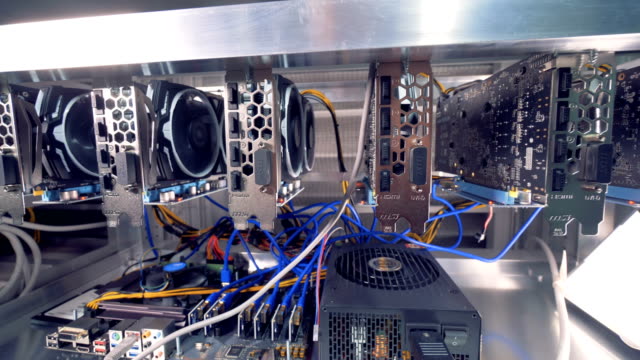 Device-for-mining-crypto-currency.-GPU-in-a-row-ina-bitcoin-mining-farm.