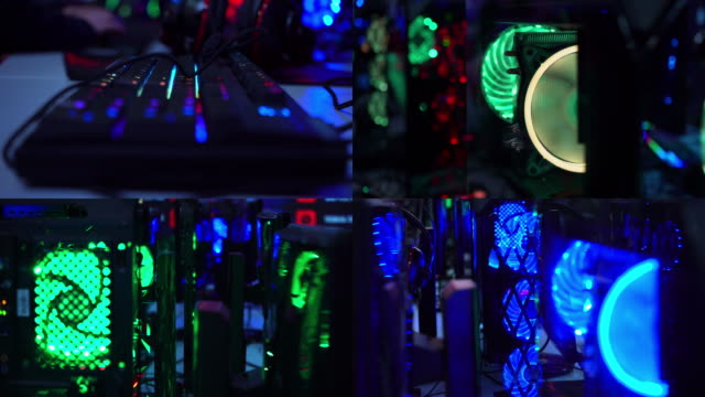 Neon-Computerkühler.-Split-Bildschirm.-Esport