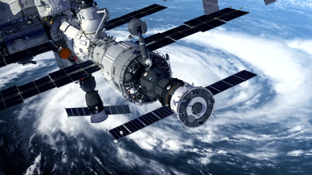 Flight-Of-The-International-Space-Station-Above-The-Hurricane