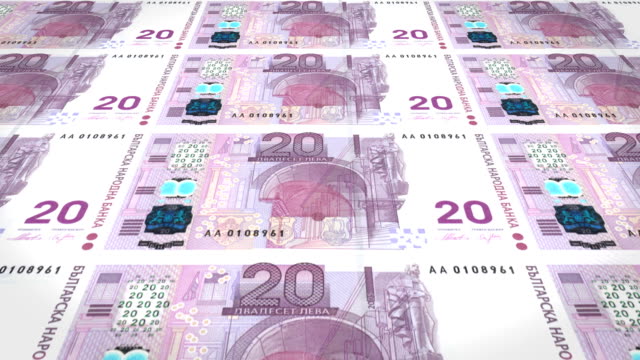 Banknoten-von-20-Bulgarische-Leva-Bulgariens,-Bargeld,-Schleife