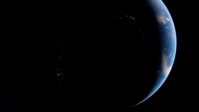 Rotation-der-Erde-vor-einem-Sternenhimmel-Hintergrund