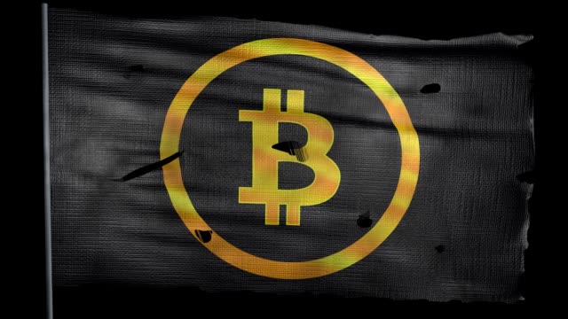 Ragged-bitcoin-sign-flag-is-waving-in-the-wind-with-alpha-channel