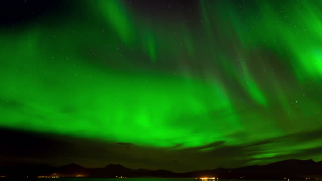 Timelapse-of-amazing-beautiful-green-Northern-Light-or-Aurora-Borealis-or-Polar-Light-in-the-night-sky
