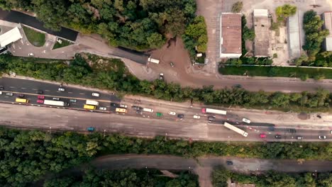 Aerial-shot-of-the-road-with-traffic-in-the-Kyiv---FullHD