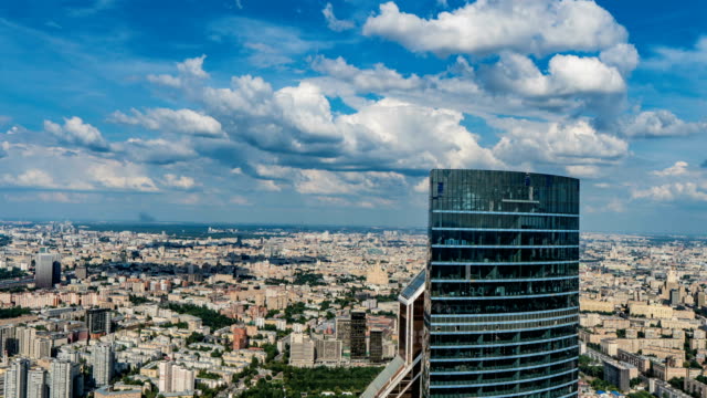 Aerial-view-of-the-city.-4k.-Time-lapse.-Moscow-arial-view,-video-loop