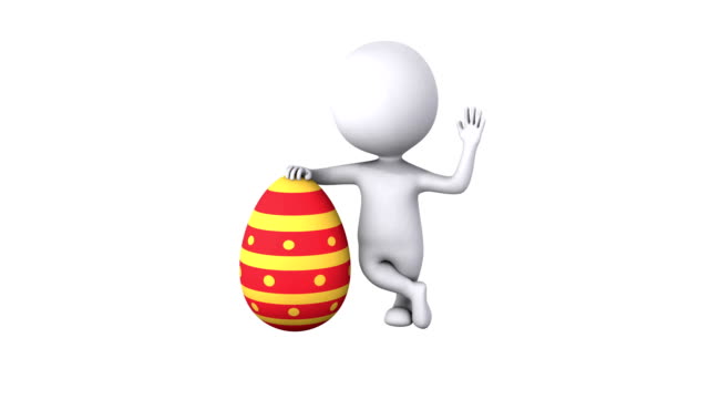 3d-Man-with-Red-Easter-Egg-on-white-chroma-key.-Easter-holiday-and-welcome-concept.-Happy-Easter.