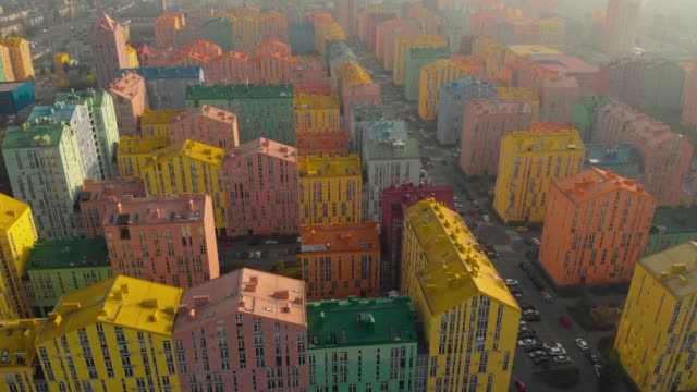 Aerial-view-of-colorful-buildings-in-european-city
