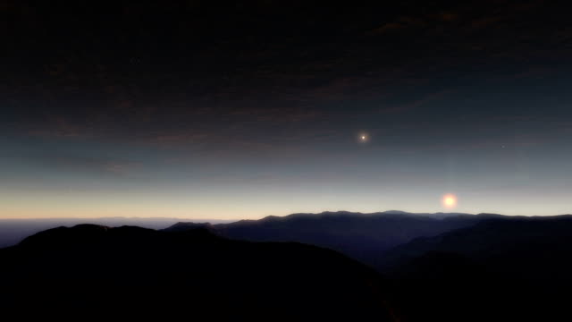 Keine-Mans-Land---eine-Sunrise-Zeitraffer-Animation,-die-einen-leblosen-Planeten