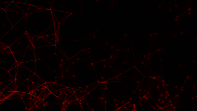 Rot-digitaler-Daten-und-Netzwerk-Dreieck-Anschlussleitungen-für-Technologie-Konzept-auf-schwarzem-Hintergrund,-abstrakte-Abbildung