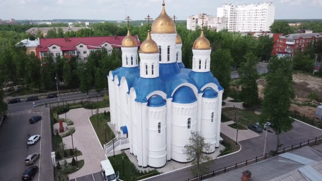 View-from-drone-of-Voskresensk-cityscape