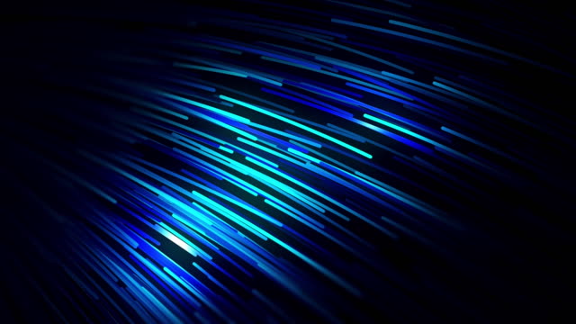Abstrakte-Neon-blau-gefüttert-eingereicht-bewegt-endlos-auf-schwarzem-Hintergrund.-Animation.-Leuchtende-bunte-schmale-Linien,-die-in-der-dunklen,-nahtlosen-Schleife-fließen