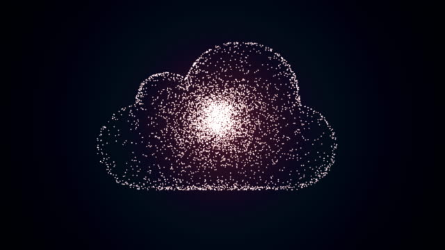 Cloud-computing-Symbol-aus-der-chaotisch-langsam-fahrenden-verbunden-sind-Punkte,-Cloud-Technologie,-cloud-Speicher,-Internet-der-Dinge