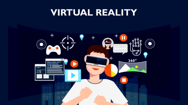 Concept-of-'VIRTUAL-REALITY'-man-illustration,-vector-image.