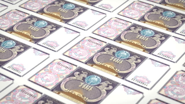 Banknoten-von-hundert-usbekische-Som-Usbekistans,-Bargeld,-Schleife