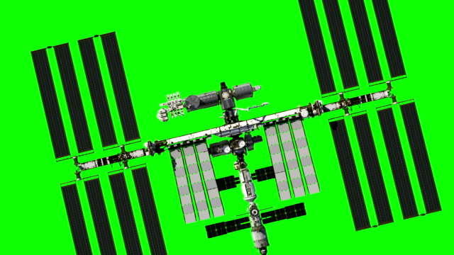 Flight-Of-The-International-Space-Station.-Green-Screen.