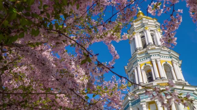 Kiev-Pechersk-Lavra-and-Blooming-Sakura