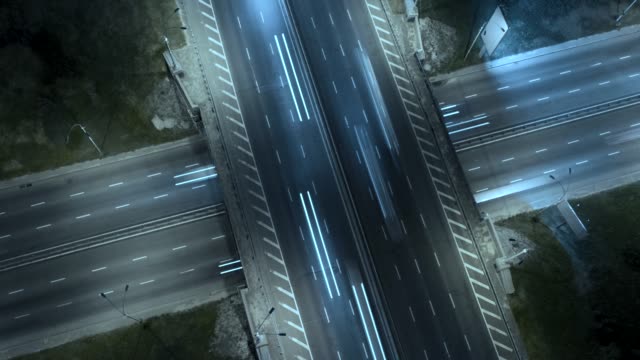 Highway-interchange-with-traffic.-Aerial-shot.-UHD,-4K