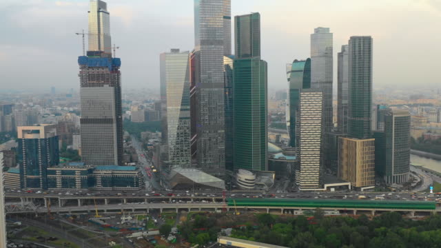 Aerial-view-of-the-skyscrapers-of-the-business-center