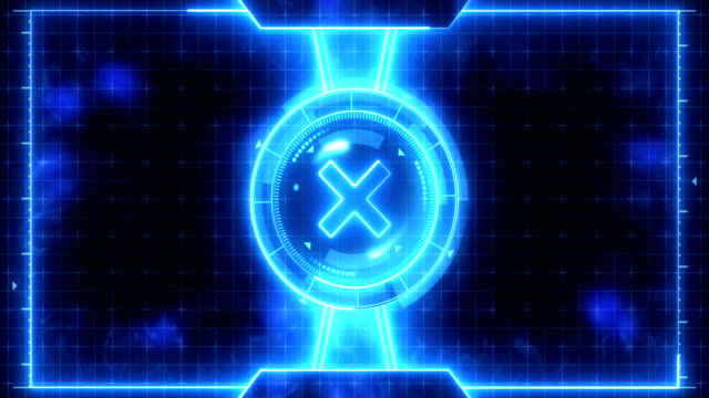 Futuristic-sports-game-loop-animation.-Versus-fight-background.-Radar-neon-digital-display.-X-target-mark.-Game-control-interface-element.-Battle-fight-sports-competition.