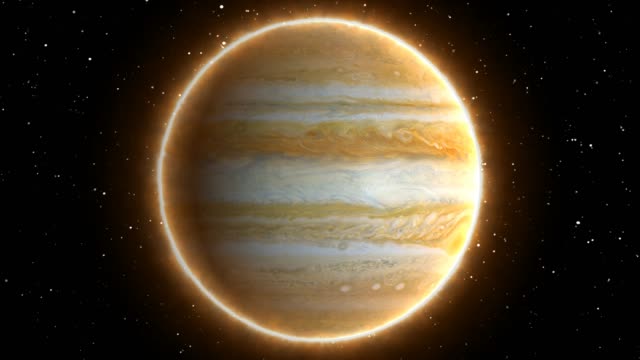 Beautiful-View-of-Planet-Jupiter-from-Space-Timelapse-and-Stars---4K-Seamless-Loop-Motion-Background-Animation
