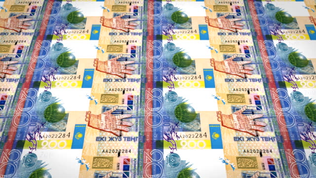 Billetes-de-doscientos-kazakhstani-tenges-de-Kazakhstan,-dinero-en-efectivo,-lazo