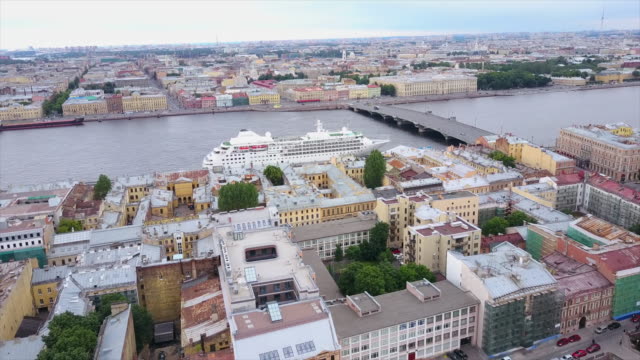 Russland-Sommer-Tag-Sankt-Petersburg-Stadtbild-Fluss-aerial-Panorama-4k