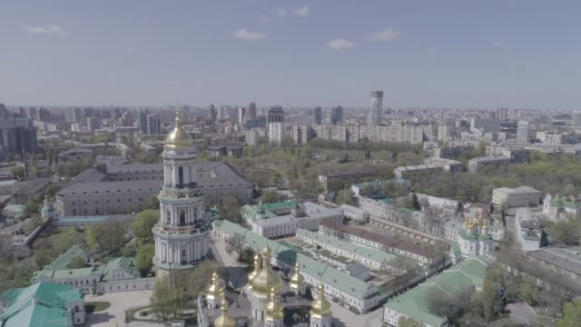 Aerial-view-of-Kiev-Pechersk-Lavra-in-autumn,-Kiev,-Kyiv,-Ukraine.