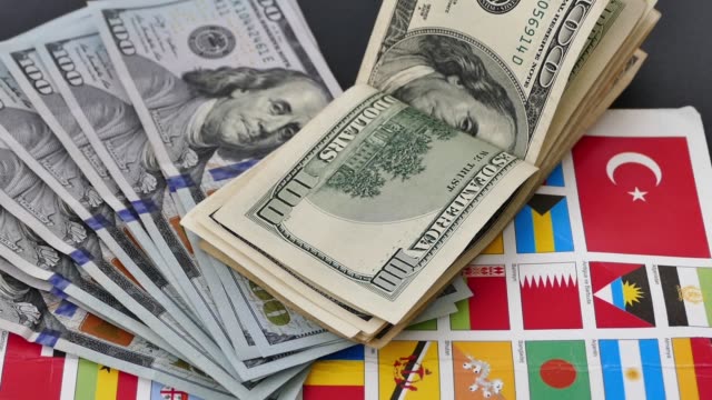 Ländern-der-Welt-und-US-Dollar,-Weltbörsen-und-US-Dollar,