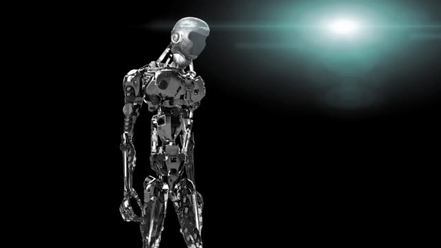 3D-Rendern-läuft,-Cyborg,-walking-Robot