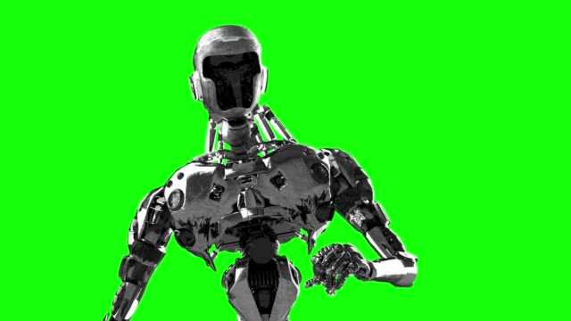 Funcionamiento-cyborg,-robot-de-ejecución-render-3D
