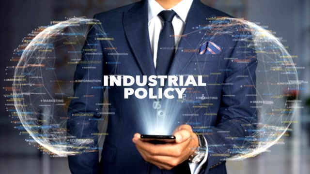 Geschäftsmann-Hologramm-Konzeptwirtschaft-Industriepolitik