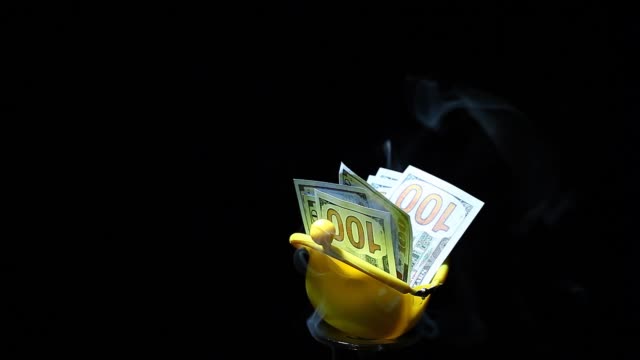 yellow-purse-money-dollar-smoke-nobody-dark-background-hd-footage