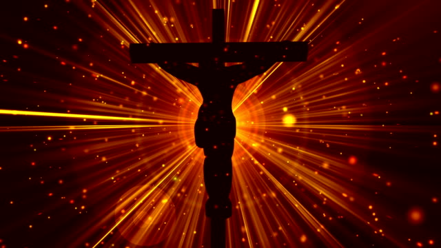 Cristo-sobre-la-Cruz-divina-adoración-de-oro-fondo-loopable