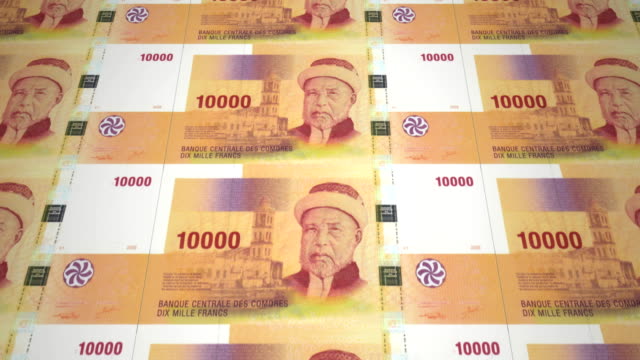 Billetes-de-10-mil-francos-congoleños-del-Congo,-dinero-en-efectivo,-lazo