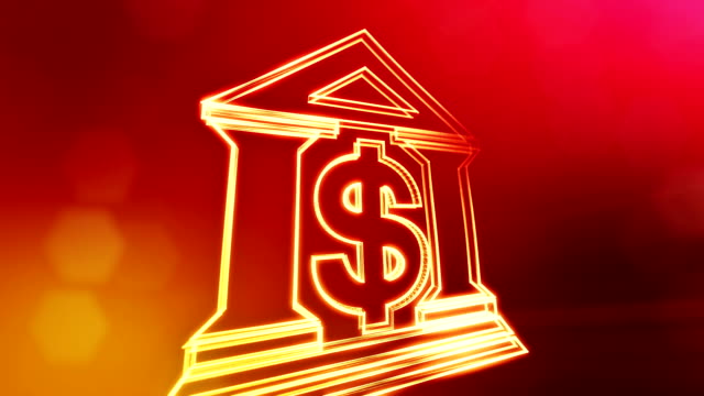 dollar-sign-and-emblem-of-a-bank.-Finance-background-of-luminous-particles.-3D-loop-animation-with-depth-of-field,-bokeh-and-copy-space-for-your-text.-Red-color-v2