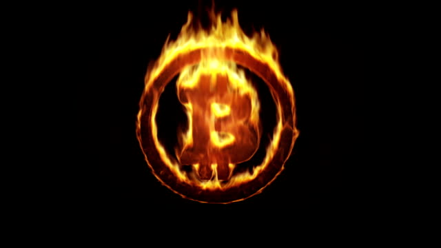 Símbolo-de-Bitcoin-ardiente
