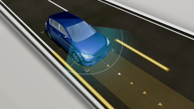 Autonomous-vehicle,-Automatic-driving-technology.-Unmanned-car,-IOT-connect-car.-4k-size-movie.