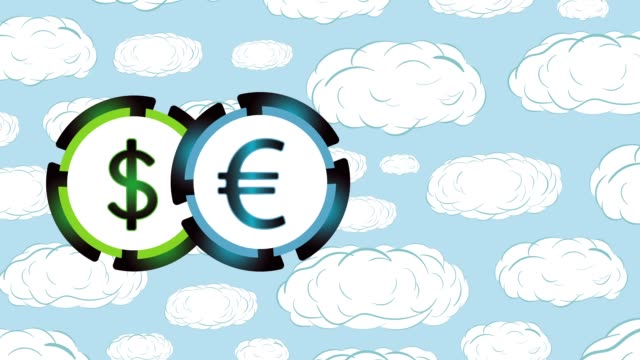 Animation-currencies-on-clouds