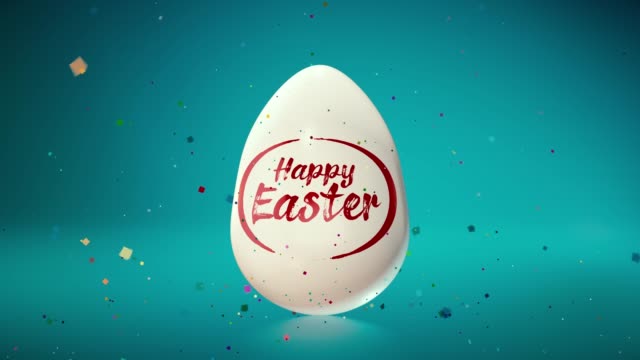Happy-Easter-Holiday-with-Painted-Egg-on-Colorful-Background.-International-Spring-Celebration