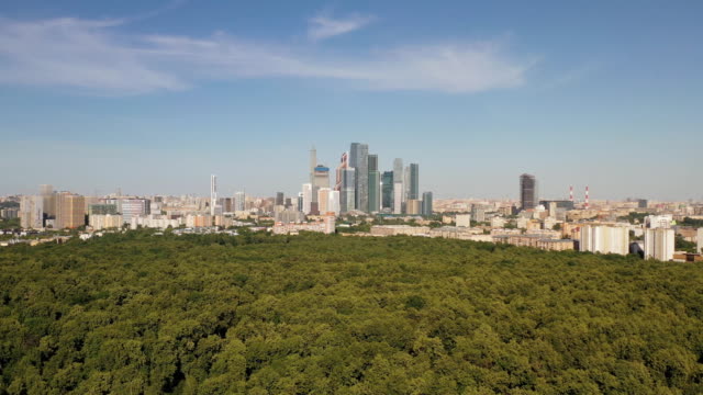 Air-view-of-the-metropolis-on-a-summer-day-from-the-floodplain-of-the-river-and-green-areas