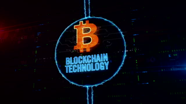 Blockchain-technology-hologram-in-electric-circle