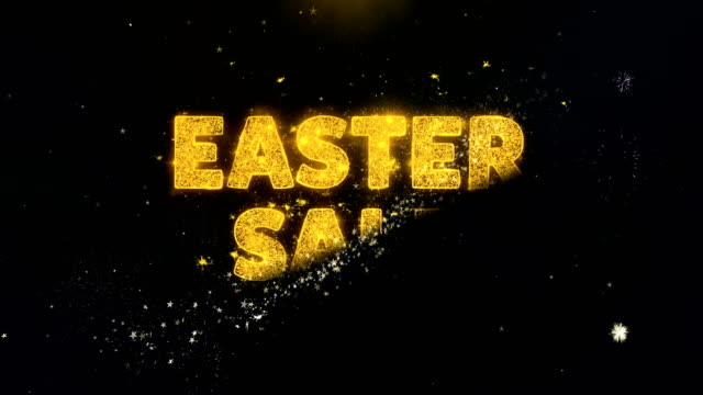 Easter-Sale-Text-on-Gold-Particles-Fireworks-Display.