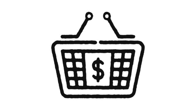 Shopping-Basket-Icon-Animation-Footage-&-Alpha-Channel