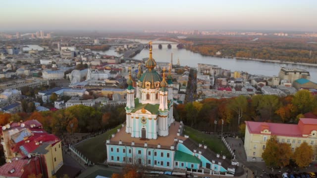 Aerial-view-of-St.-Andrews-Church-in-Kiev